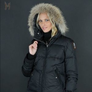 Parajumpers Black Puffer Jacket with Fur-Trim Hood